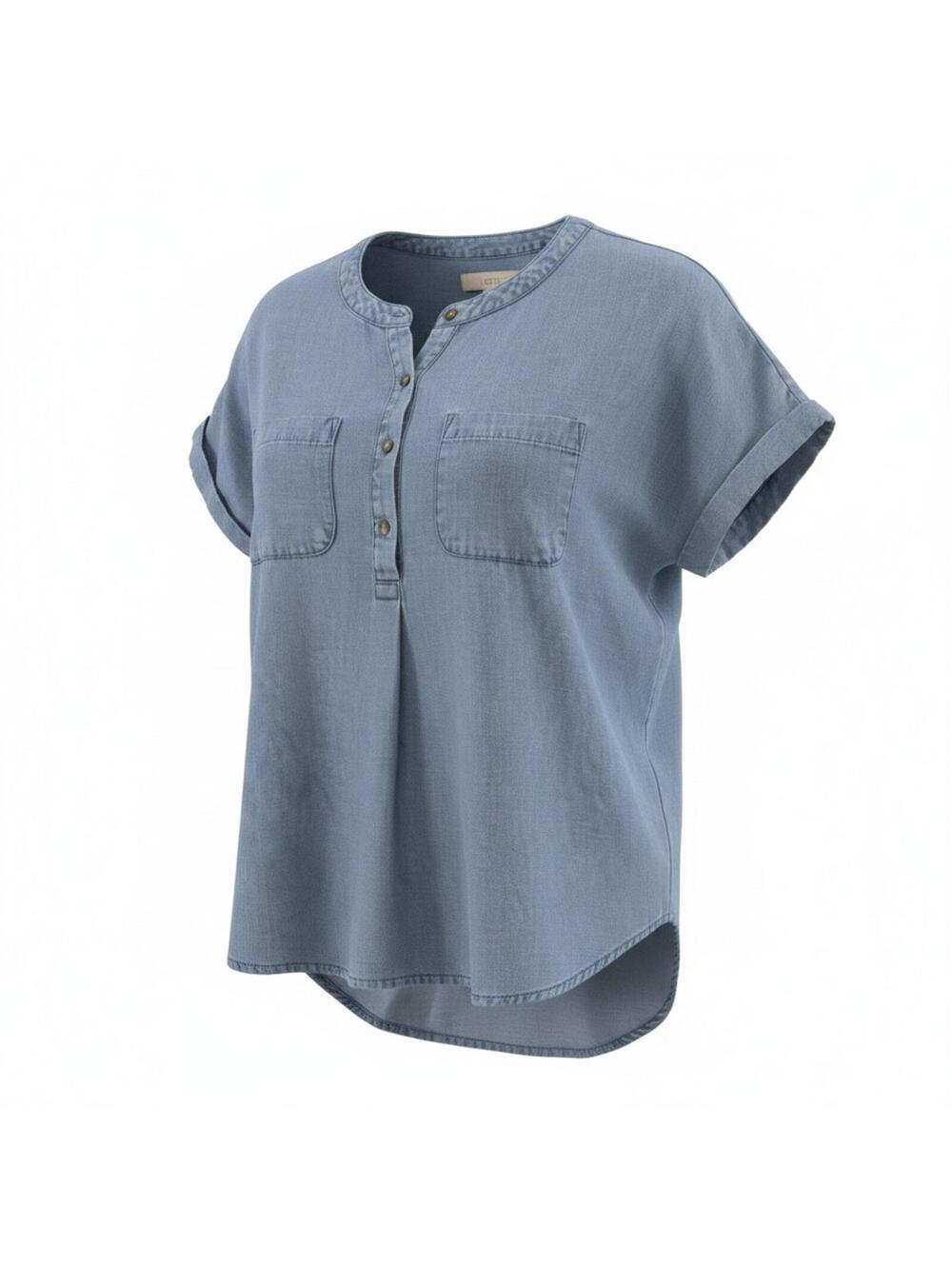 LOFT Chambray Dolman Henley Top M Everyday Coastal Grandma